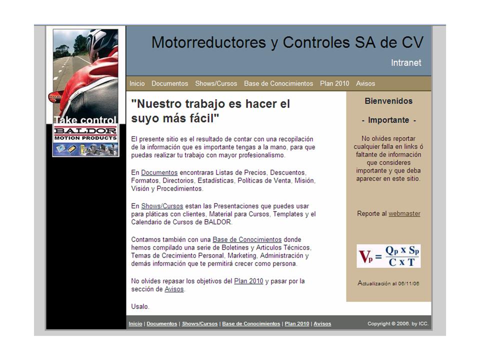 Nuestro sitio web Intranet